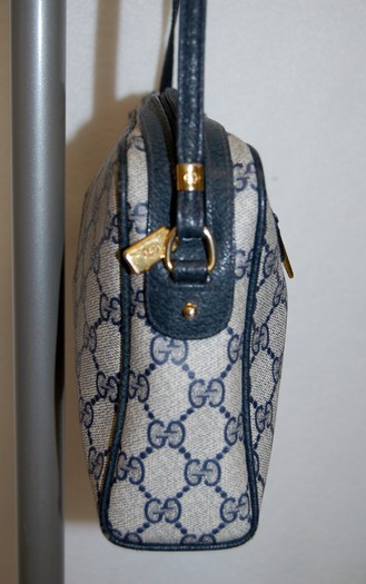 Gucci Vintage Coated Monogram Canvas Front Zip Crossbody Bag