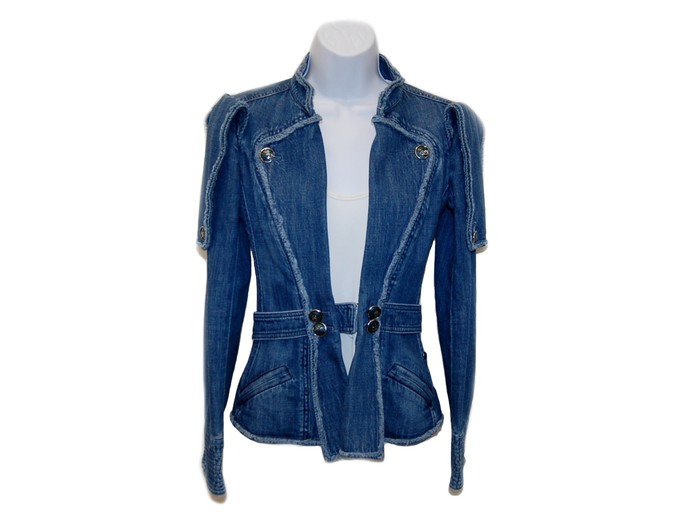 Chanel Sz 36 Tailored Denim Jacket