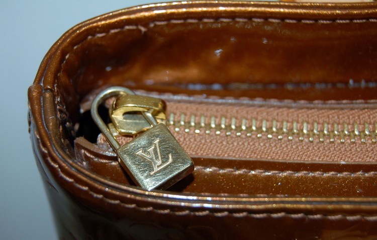 Louis Vuitton Houston Copper Zip 871851 Bronze Monogram Vernis Leather Tote, Louis Vuitton