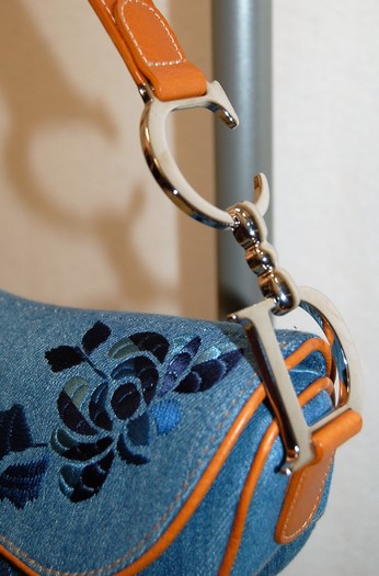 Saddle Bag with Strap Blue Fleurs Mystiques Denim | DIOR