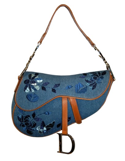 Saddle Bag Denim Blue Albero della Vita Embroidery