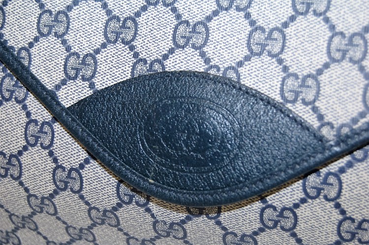 Gucci, Bags, Vintage Gucci Monogram Navy Envelope Clutch