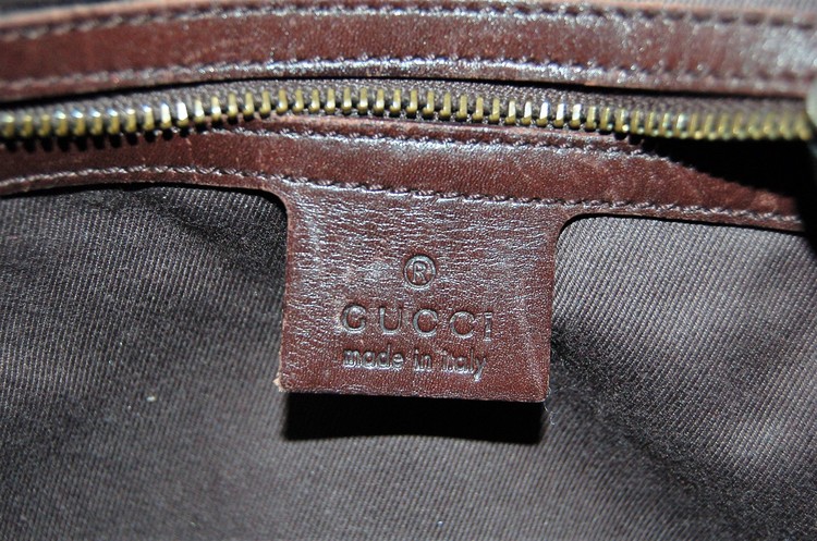 Gucci Leather Trim Monogram Half Moon Bag