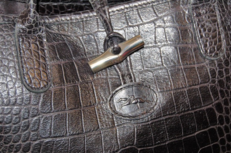 Longchamp Roseau Crocodile-embossed Crossbody Bag