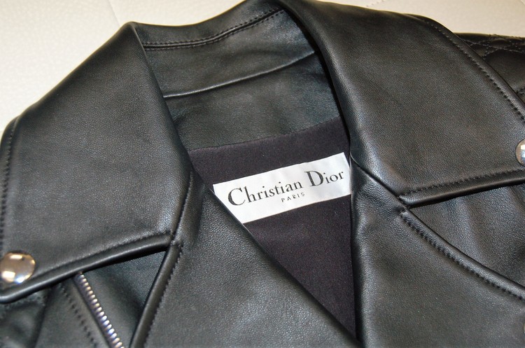 DIOR Cannage Quilted Lambskin Cropped Moto Jacket