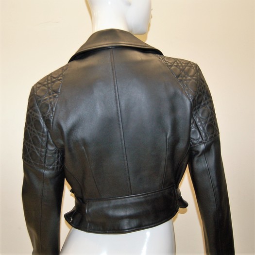 DIOR Cannage Quilted Lambskin Cropped Moto Jacket