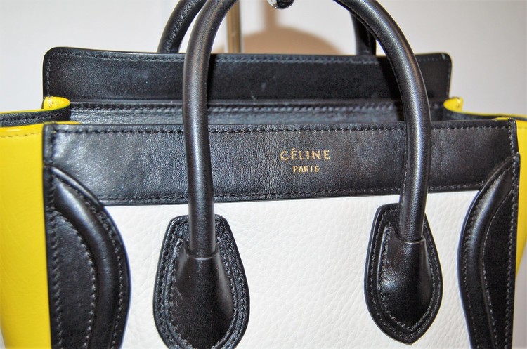 Celine Yellow Leather Mini Luggage Tote Celine