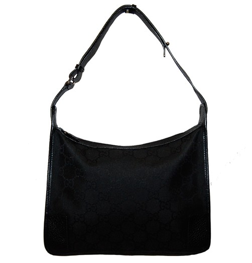 Gucci Leather Trim Monogram Hobo Bag
