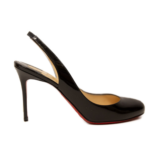 Christian Louboutin 100mm Fifi Patent Slingback Pumps Black