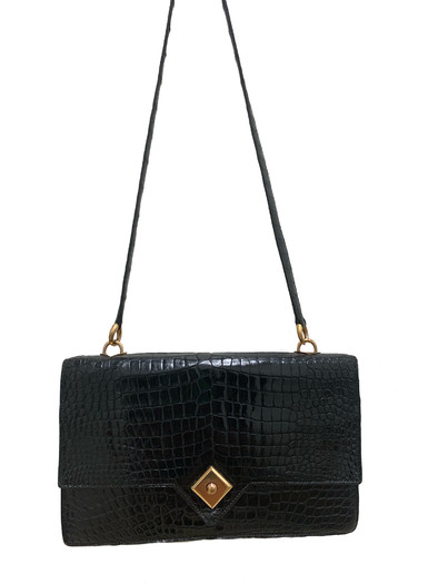 HERMES Black Crocodile Vintage Bag Gold Hardware Cordelière Clasp - Chelsea  Vintage Couture