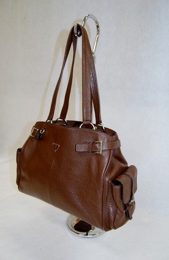 Prada Brown Pebble Leather Bag with Cargo Pockets