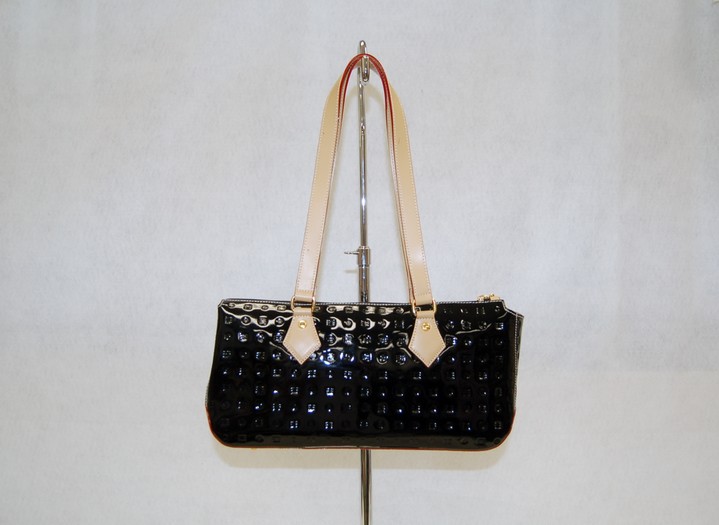 Arcadia black patent online leather bag