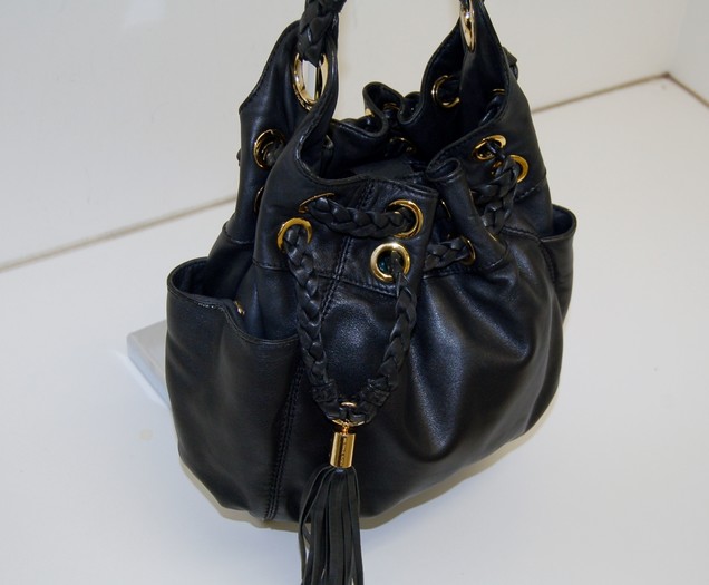 MICHAEL KORS Black Leather Quilted Bucket Chain Strap Bag item #40421
