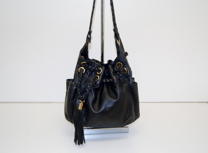 Michael Kors Leather Drawstring Bucket Bag