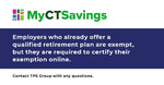 MyCTSavings Notice: Employers with Qualified Retirement Plans Must Certify Their Exception