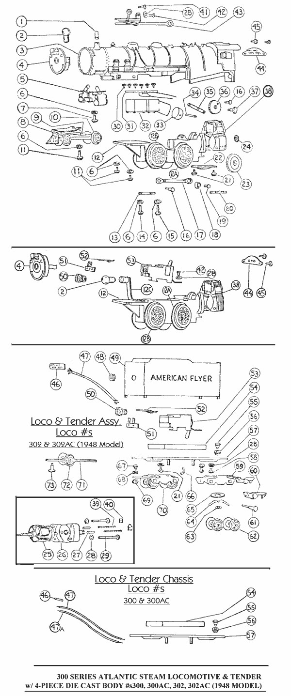 American Flyer Atlantic Crosshead Guide Pilot & Truck Assembly Linkage & Screws 