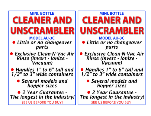 AU-3C Unscrambler/Cleaner (Bottle Cleaners)