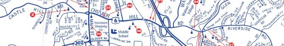 Newtown CT Street Map Newtown Road Map Newtown Map   62 384.ct.970.160 